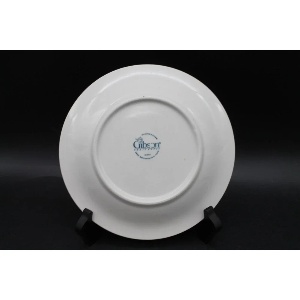 Gibson Housewares White Embossed Fruit Salad Plates Set of 3 Ceramic 7.75